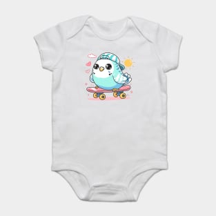 Budgie Skateboarding Baby Bodysuit